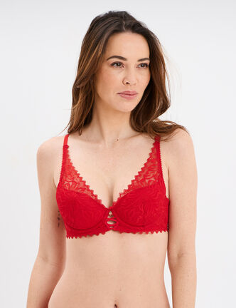 Soutien-gorge foulard paddé dentelle rouge femme