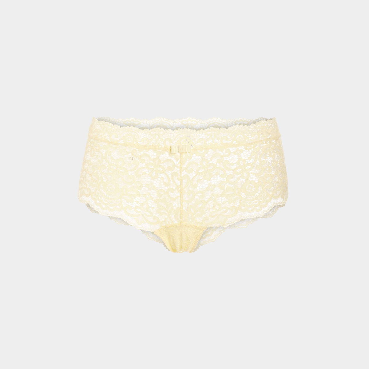 Shorty en dentelle jaune pastel femme