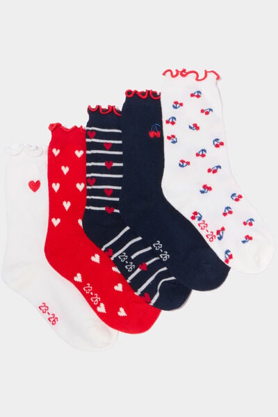 Lot 5 paires chaussettes rouge b&eacute;b&eacute; fille