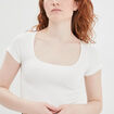 T-shirt cropped encolure carrée Creeks blanc femme