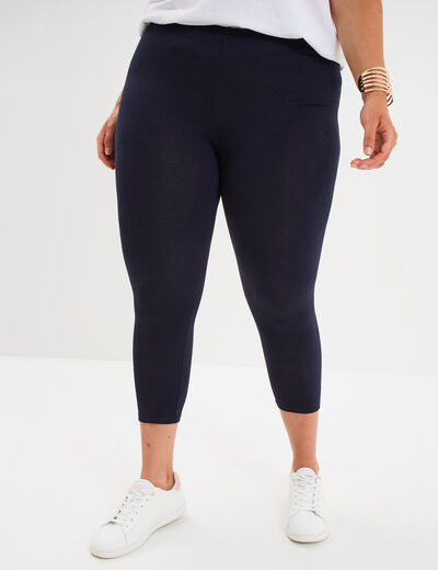 Legging corsaire taille &eacute;lastiqu&eacute;e bleu marine femme grande taille