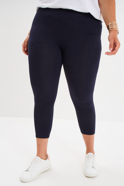 Legging corsaire taille &eacute;lastiqu&eacute;e bleu marine femme grande taille
