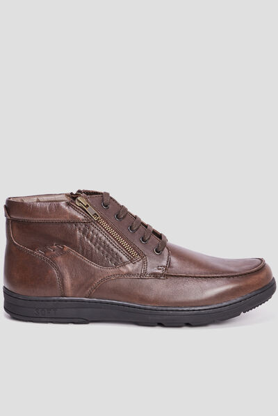 Bottines détails zippés en cuir Berzigo marron homme