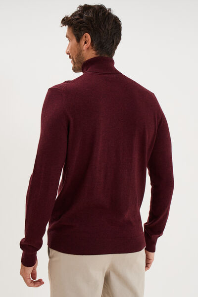 Pull col roul&eacute; manches longues violet fonc&eacute; homme
