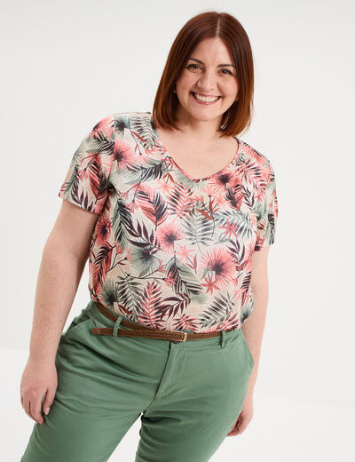 T-shirt manches courtes beige femme grande taille