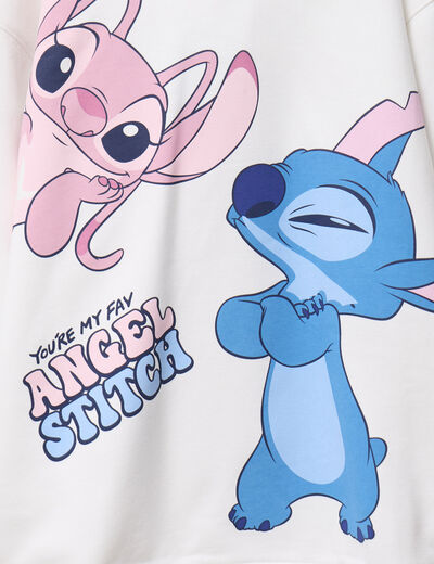 Sweat hoodie à capuche Stitch ivoire fille
