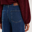 Jean large cropped poches plaqu&eacute;es denim stone femme