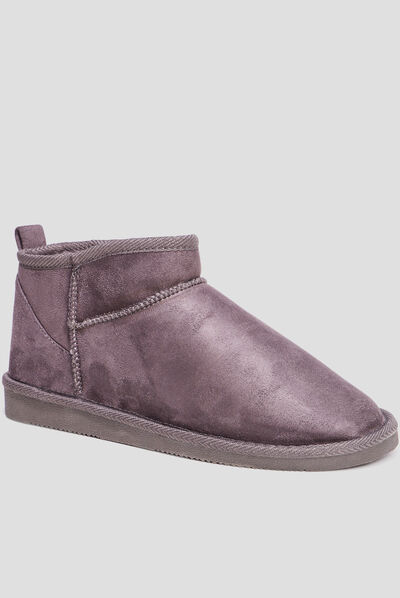 Bottines imitation fourrure gris femme