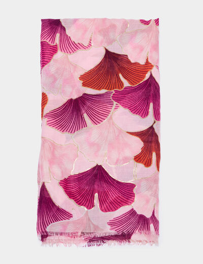 Foulard bords &agrave; franges fines rose femme