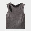 Débardeur cropped détail épaule Liberto gris argent femme