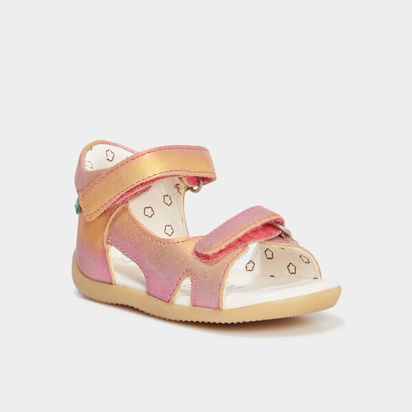 Sandales en cuir Kickers Binsia rose bébé fille