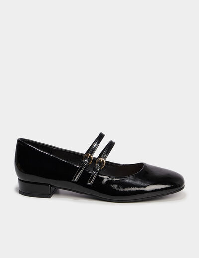 Ballerines bout carr&eacute; brides ajustables noir femme