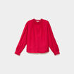 Blouse col montant dentelle rose cerise femme
