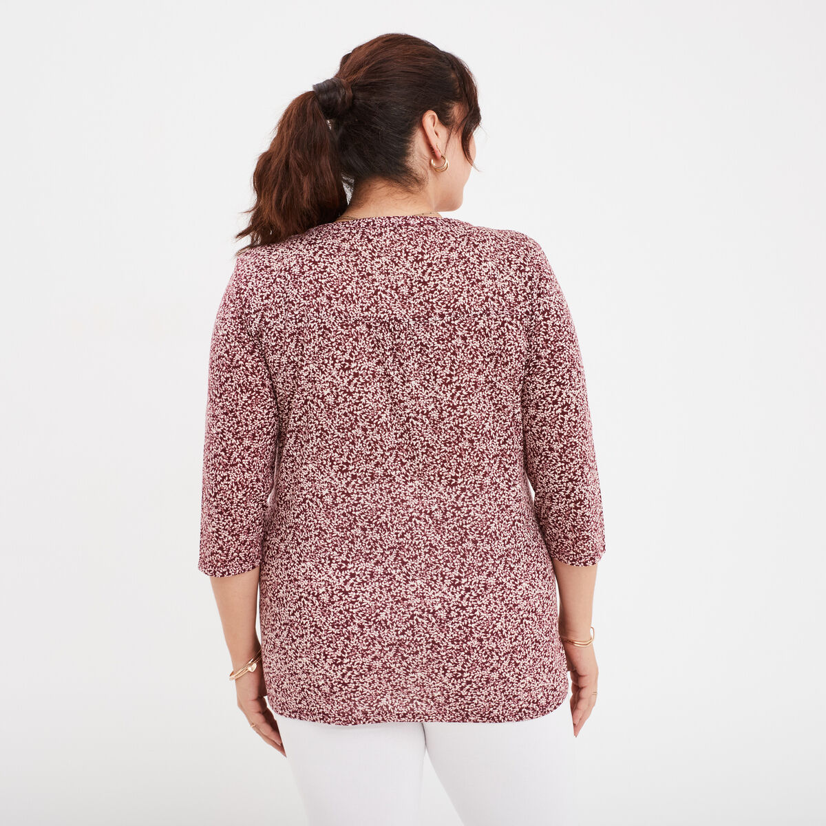 T-shirt manches 3/4 bordeaux femme grande taille