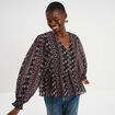 Blouse fluide en voile manches longues noir femme