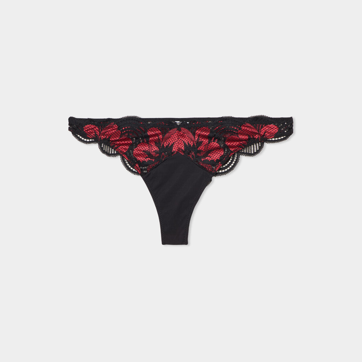 Tanga avec dentelle rouge femme