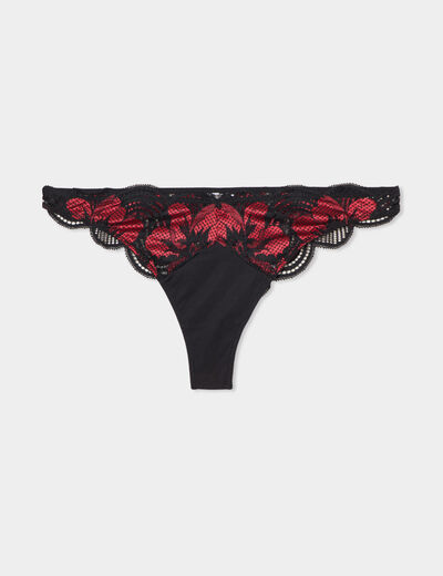 Tanga avec dentelle rouge femme