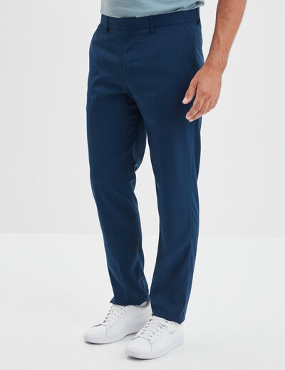Pantalon droit avec pinces bleu electrique homme