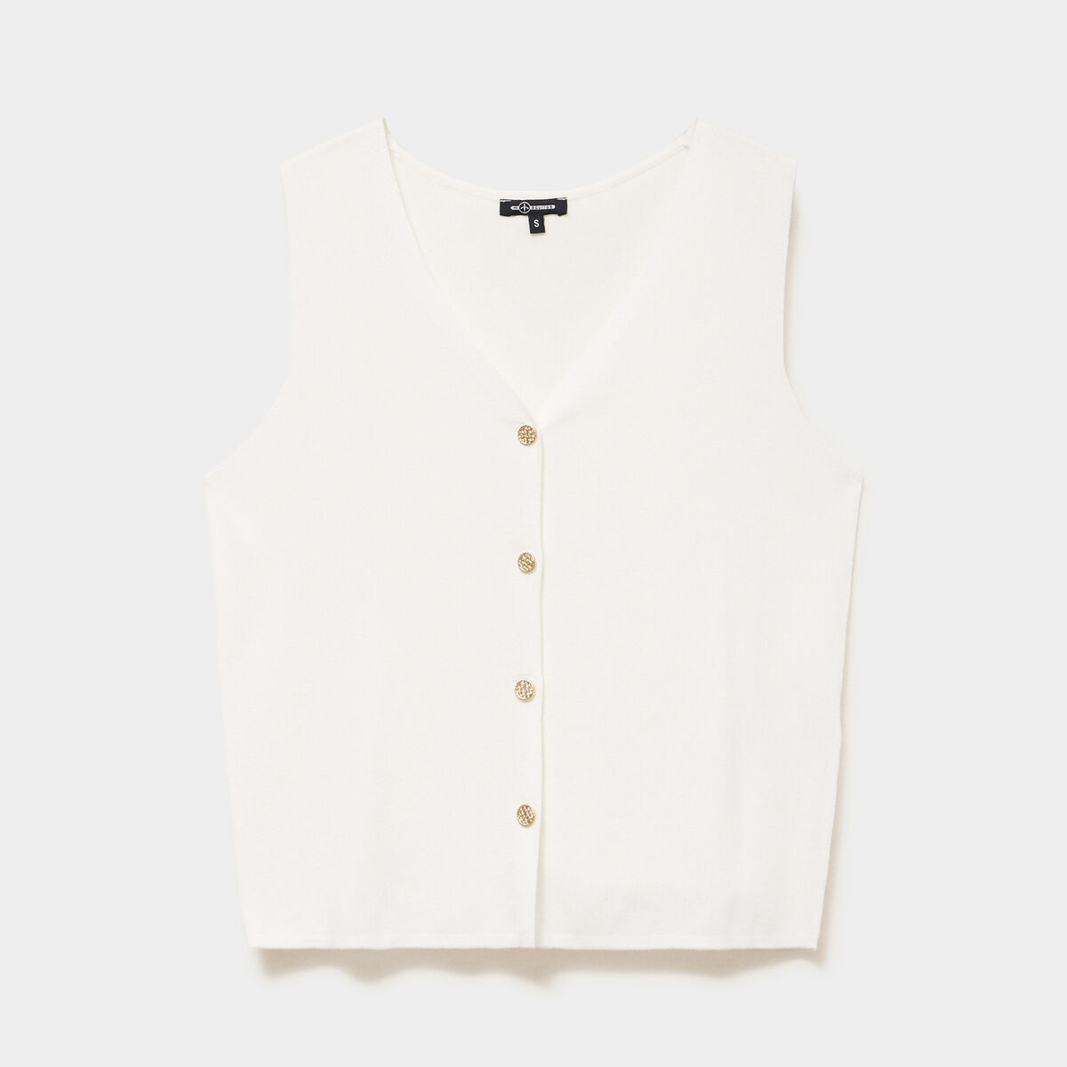 Gilet sans manches col en V blanc femme