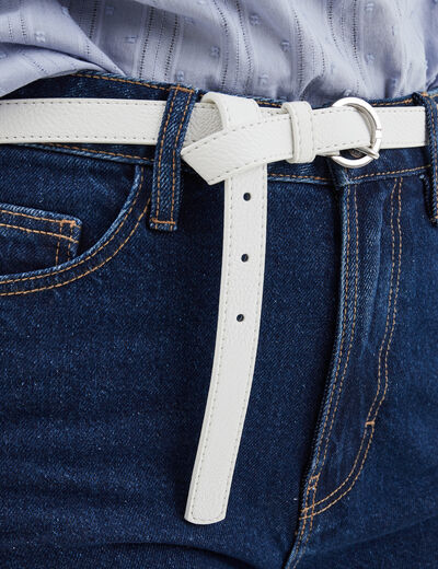 Ceinture avec boucle ronde blanc femme