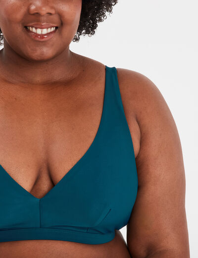 Haut de maillot de bain triangle bleu canard femme grande taille