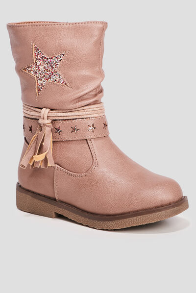 Bottes avec brides rose fille