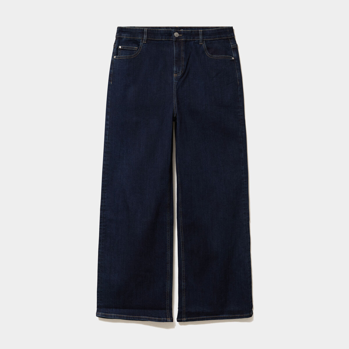 Jean taille haute wide leg cropped denim brut femme grande taille