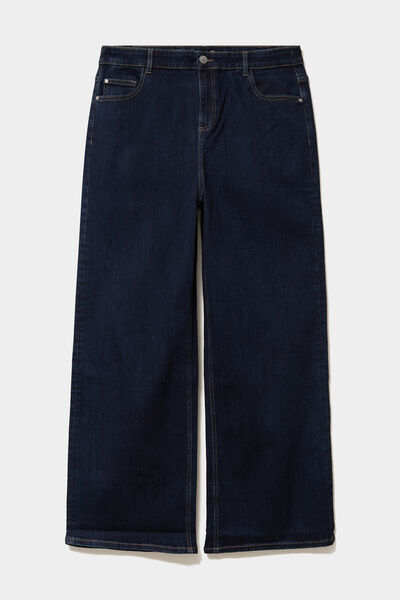 Jean taille haute wide leg cropped denim brut femme grande taille