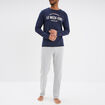Ensemble pyjama pantalon 2 pi&egrave;ces coton bleu marine homme