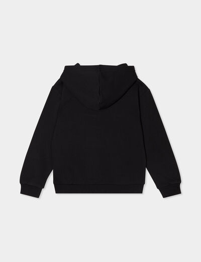 Sweat &agrave; capuche hoodie relax molleton noir fille