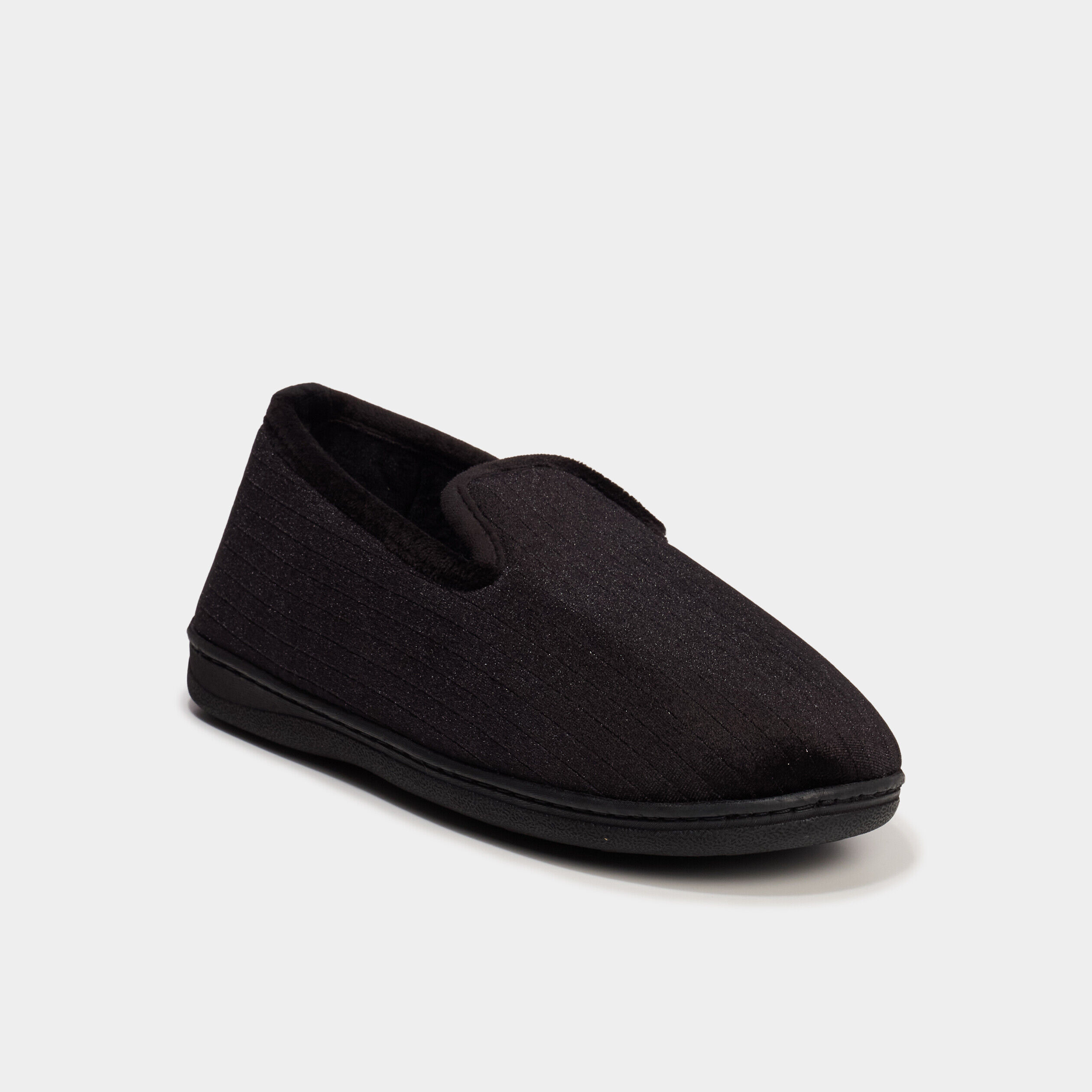 Pantoufles effet velours noir femme LH