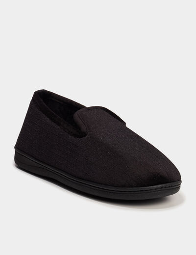 Pantoufles effet velours noir femme