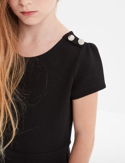 Robe trapèze manches courtes noir fille