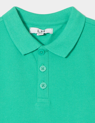 Polo manches courtes à détail brodé vert menthe garçon