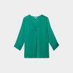 Blouse satin col V manches 3/4 vert menthe femme grande taille
