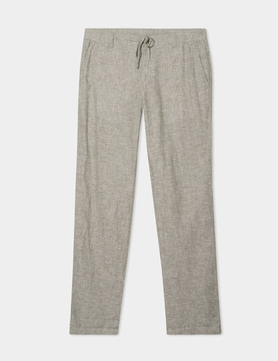 Pantalon chino droit lin majoritaire vert kaki homme