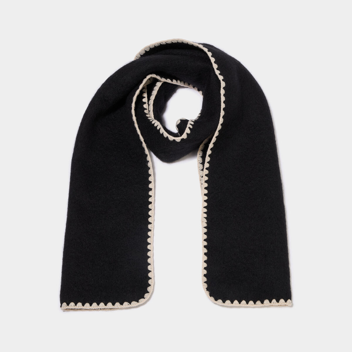 &Eacute;charpe avec broderie contrast&eacute;e noir femme