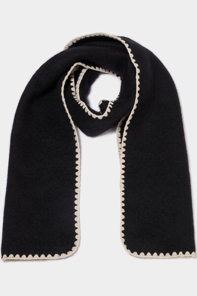 &Eacute;charpe avec broderie contrast&eacute;e noir femme