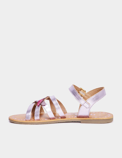 Sandales en cuir avec bride d'attache parme fille
