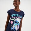 Chemise de nuit manches courtes Stitch bleu marine femme