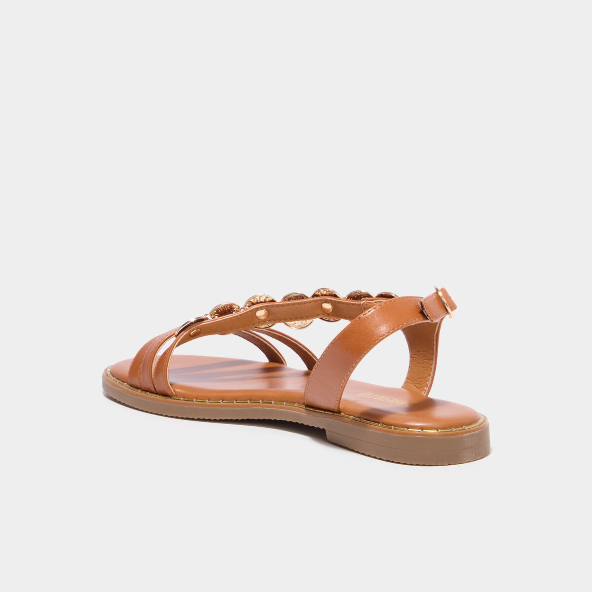 Sandales avec d&eacute;tails bijoux marron femme