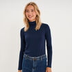 T-shirt manches longues col roul&eacute; bleu marine femme
