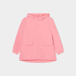 parka longue zippee a capuche rose corail fille Parka longue zippée à capuche rose corail fille