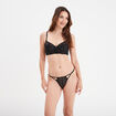 Tanga en dentelle coton noir femme