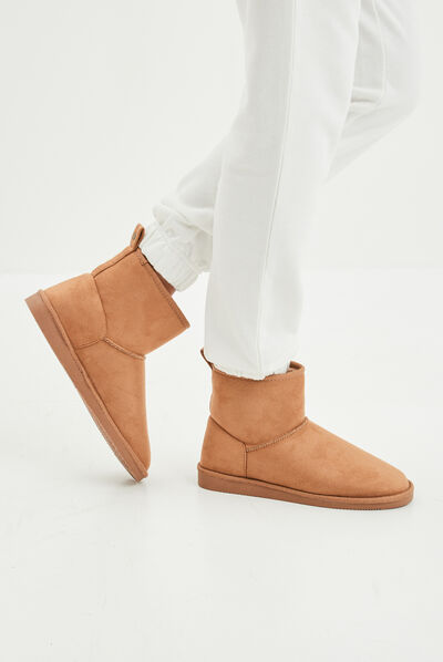 Bottines fourrées sable femme