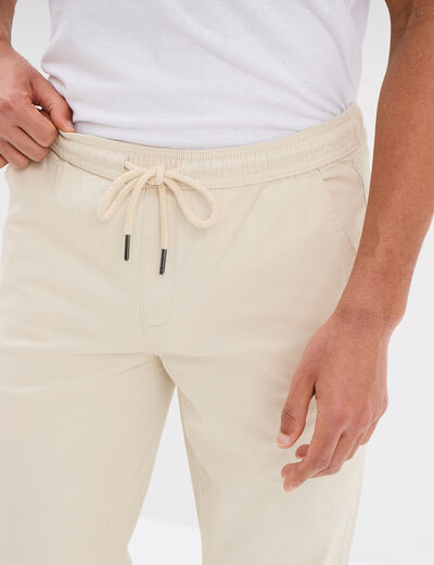 Pantalon chino regular taille élastiquée beige homme