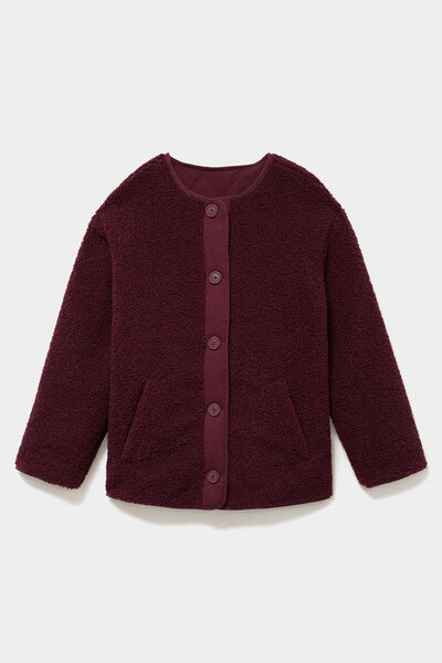 Veste polaire r&eacute;versible et matelass&eacute;e violet fonc&eacute; femme