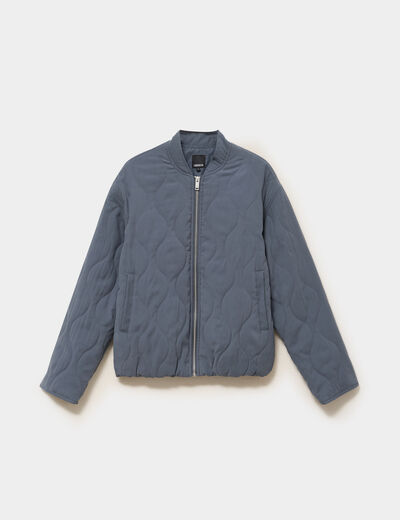Blouson bomber matelass&eacute; gris femme