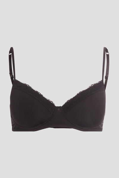 Soutien-gorge corbeille micro dentelle noir femme