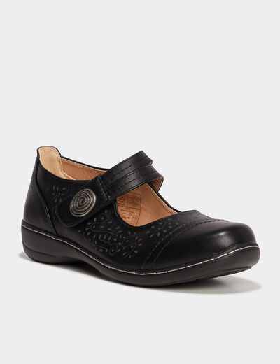 Ballerines pied large à brides noir femme
